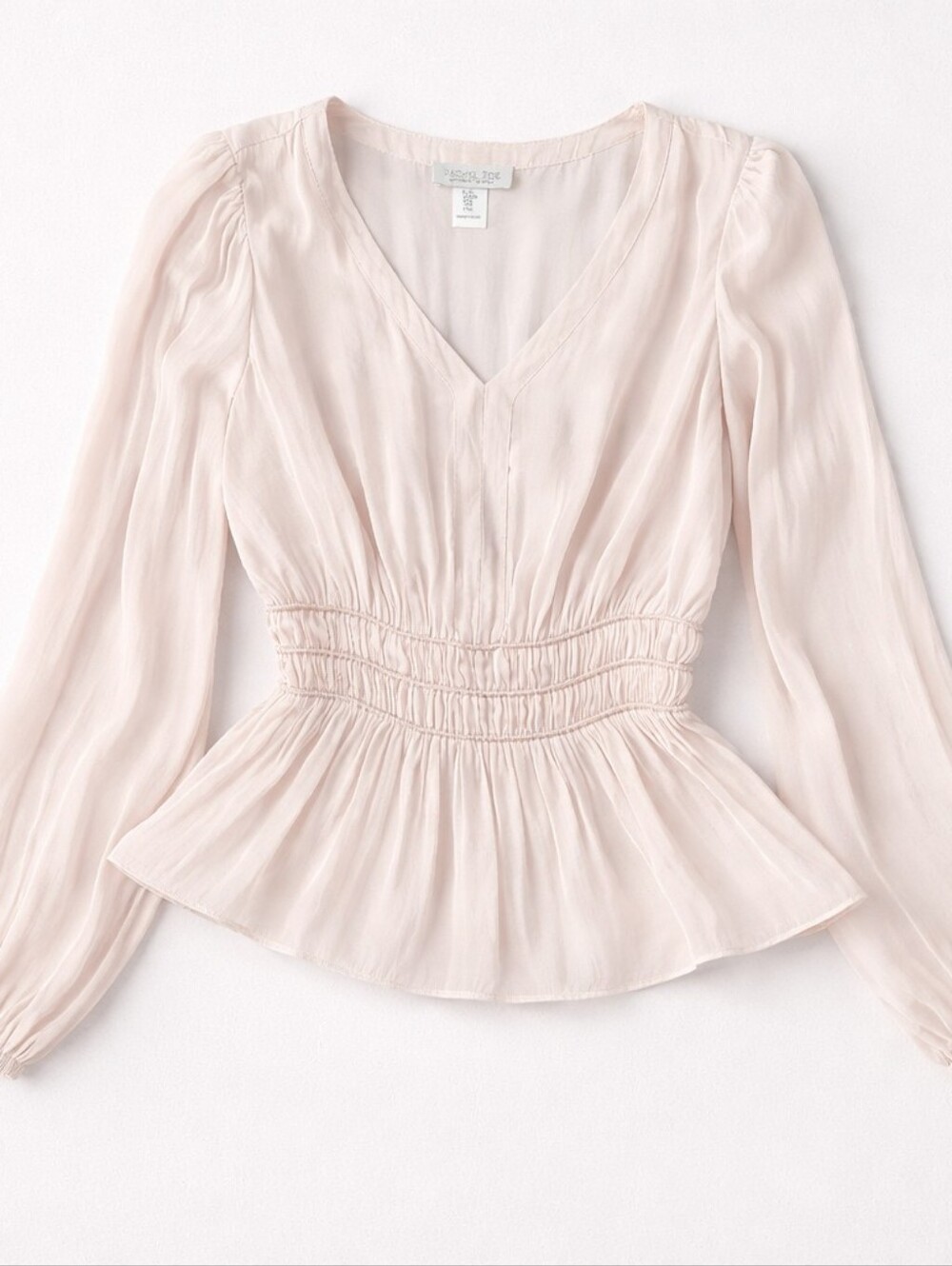 Rachel Zoe Blush Pink Peplum Blouse | Size M | Soft Feminine | Elastic Waist
